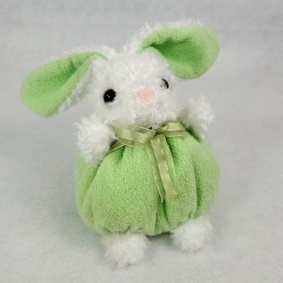 Friendzies Bunny Rabbit Plush White Green 6 Inch Target 2001 Stuffed Animal Toy - Picture 1 of 8